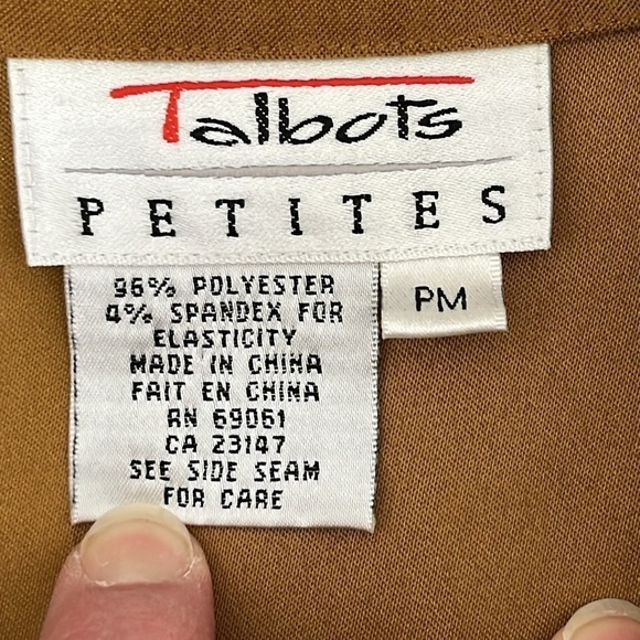 Talbots 2 Piece Matching Set Tan Shirt and Skirt Size 12 Petite - Picture 6 of 15